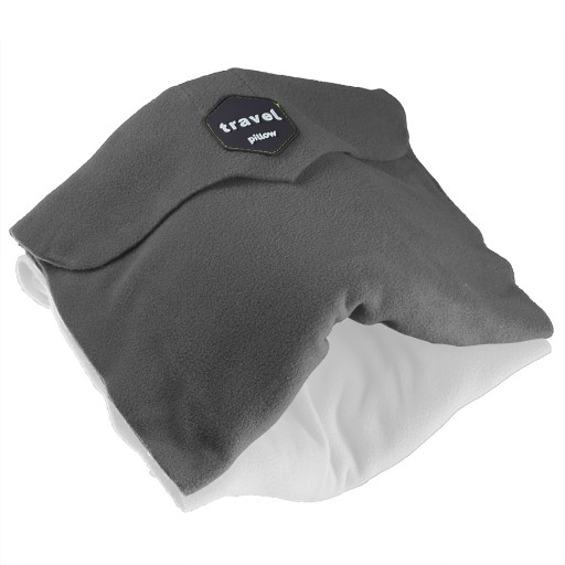 Travel Pillow - Ergonomic Neck Support Pillow Super Soft Comfort & Machine Washable Fleece Easy to Carry for Flight Car Train and Bus Travel - Grey